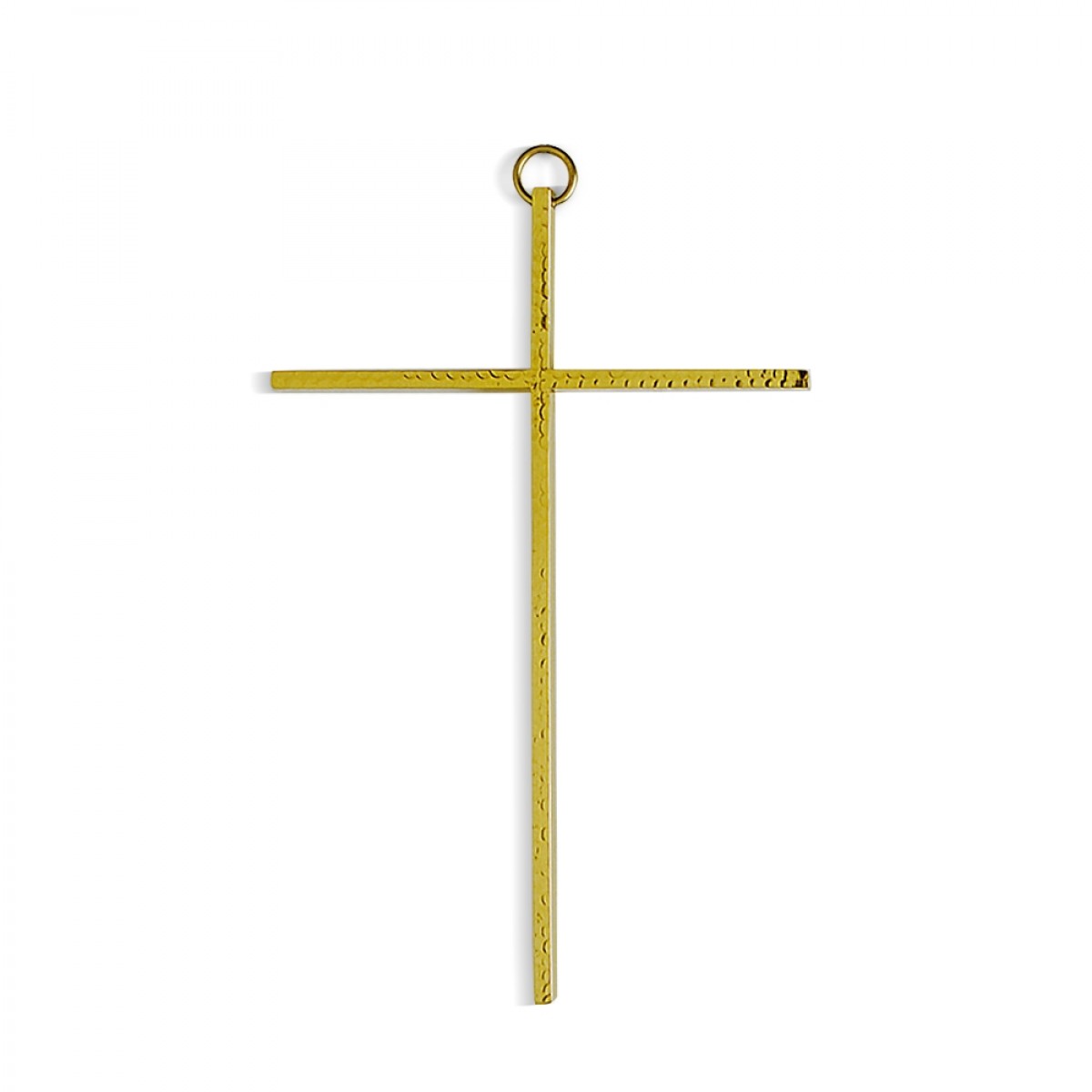 Croce da appendere martellata - art. C. N 8 M - finitura dorata