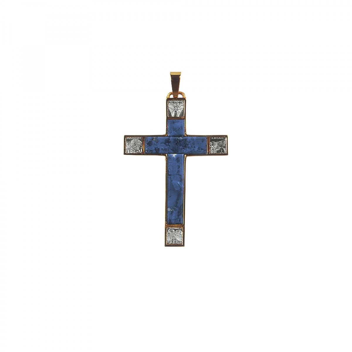 Croce Pettorale in Ag. 925 con pietra lapis - art. PET 700 L