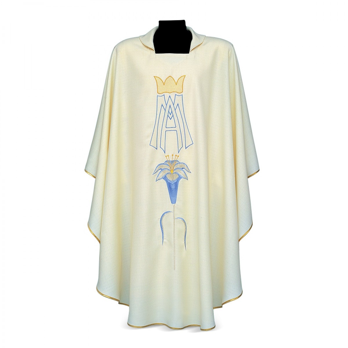 Roman Chasuble with Direct Embroidery AVE GIGLIO Design in Wool Blend #24