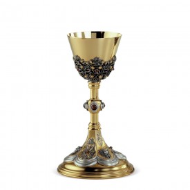 Chalice CESELLO and FUSIONE Design in Brass with Gold and Silver Finishing #3189