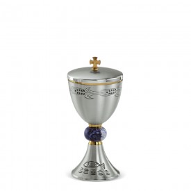 Ciboria CESELLO Design with Stone Knot in Brass with Silver Finishing #329 A
